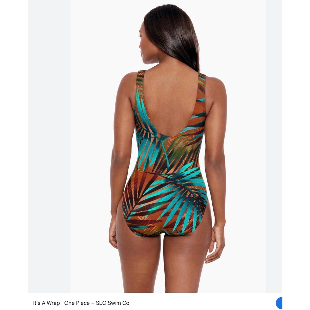 Miraclesuit Its A Wrap Tropical Palm Print One Piece Swimsuit Multi Size 8 NEW - Picture 3 of 6